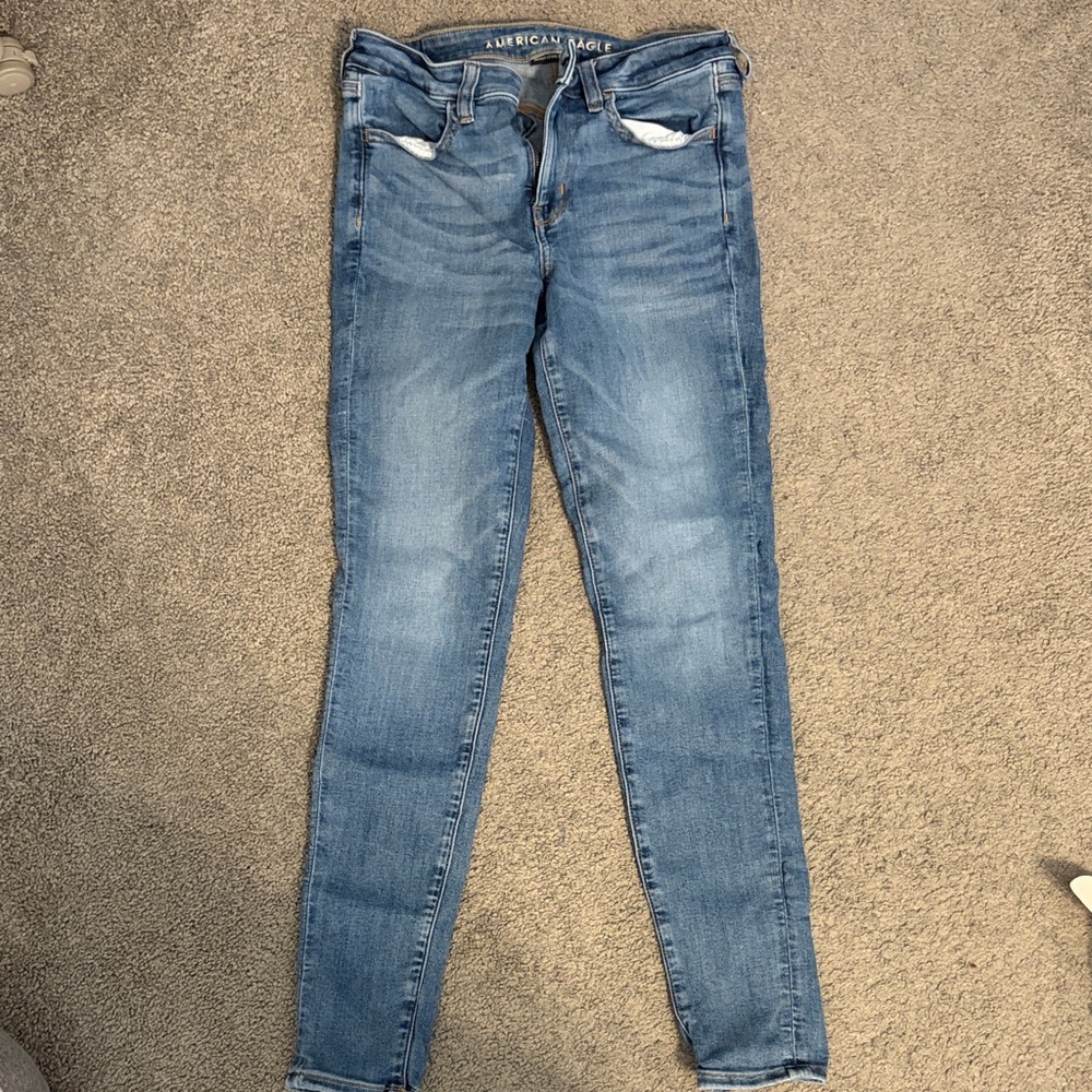 American Eagle Outfitters Women's Light Blue Skinny Jeans - Jegging next level